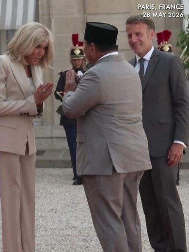 French President Macron welcomes Indonesian President Prabowo Subianto on a state visit