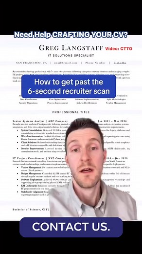 139K views · 1.2K reactions | ✅ How to get pass the 6-second recruiter scan! Please let us know if you need help getting strong CV/Resume, Cover letter, and LinkedIn Profile Revamp. #CraftingYourCV #Resume #ATSResume #Coverletter #growthmindset #fypviralシ | Crafting Your CV | Facebook