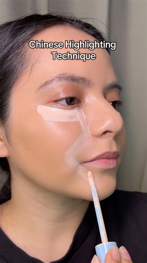 Chinese highlighting technique #makeuptutorial#makeuptip#makeuphacks#makeuptechnique#makeup