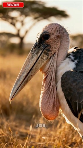 Marabou Stork – Africa’s Giant “Undertaker” Bird! 🦅🦴 #naturefacts #birds #animals #wildlife #nature