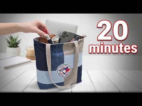 Just 20 Minutes! 🔥 Let's Make DIY Tote Bag From Old Jeans | Upcycled Denim Lab