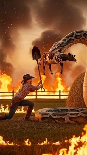 Cowgirl vs Giant Python: The Fiery Rescue!