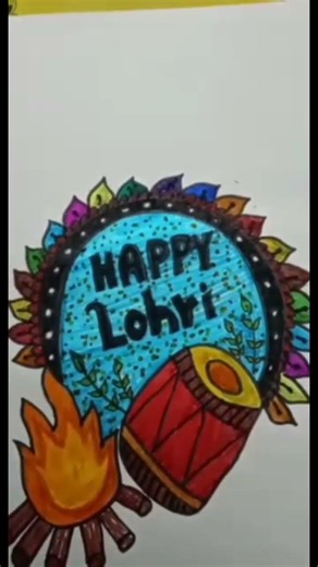 Lohri Drawing 🔥🪵❤️#lohri#painting#yt_shorts#trending