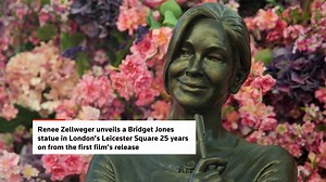 Renee Zellweger unveiled a Bridget Jones statue in London's Leicester Square celebrating 25 years since the first 'Bridget Jones' Diary' movie was released https://reut.rs/3LIdDEE | Reuters