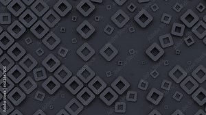 Geometric pattern with square shapes, seamless looping abstract animated background, moving cubes blocks rectangle frames, 3d mosaic wallpaper