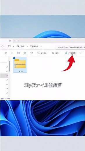 【🌈Zipファイルを展開する】 #パソコン #Windows #エクスプローラー #ファイル管理
