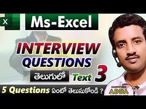 03 👉 Ms-Excel Text-3 🏆5 Interview Questions నేర్చుకోండి || 😎 Basic to Expert Level ||