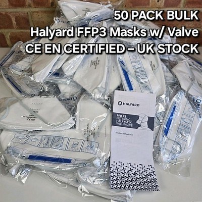 Halyard FFP3 Respirator Masks with Valve x50 CE Certified Face Mask Bulk Pack UK  | eBay UK