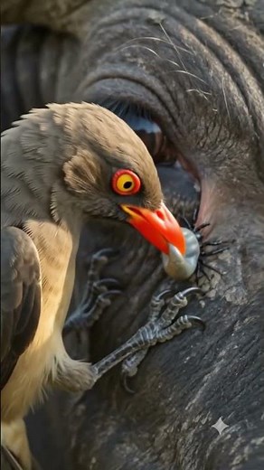 This Tiny Bird Saves a Buffalo From a Painful Parasite 🐃🐦 #wildlife #animalfacts #mammals