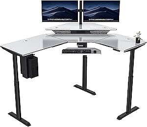Amazon.com: VERSATABLES VERSADESK® Powerlift 60 x 72 Inches Corner Standing Desk Workstation, Electric Height Adjustable Stand UP Corner Desk, Sit Stand Workstation, Black Frame, White Surface : Office Products