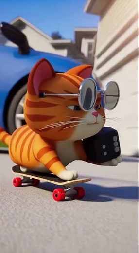 Cat on a skateboard saves the garage!