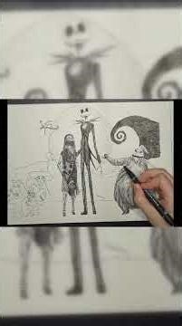 Crosshatch art of characters from Nightmare Before Christmas #christmasmovie or #halloweenmovie ?