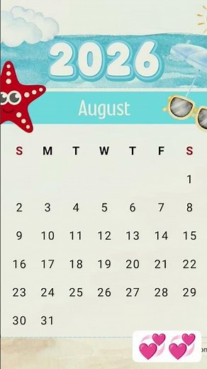 August 2026🥰🥰 #calender2026 #festival #holiday