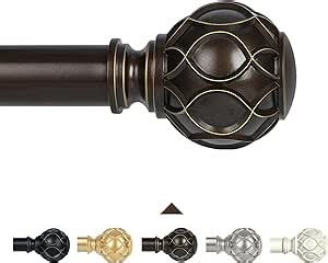 TANGWIN Bronze Farmhouse Curtain Rods for Windows:36-88 Inch Heavy Duty Adjustable Curtain Rod for Bedroom Living Room,Boho Decorative Rustic Drapery Rods with Vintage Coastal Finial,Antique Bronze