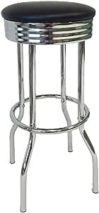 Benzara Retro Swivel Bar Stool Black