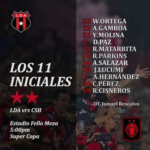 Formación de LDA para la Super Copa ante CSH