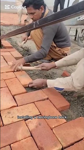 installing a herringbone brick pattern