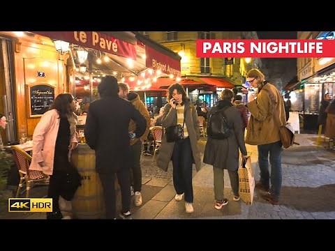 Paris Nightlife (Bars, Cafés, and Restaurants) Walking Tour November 2023 (4K HDR 50fps)