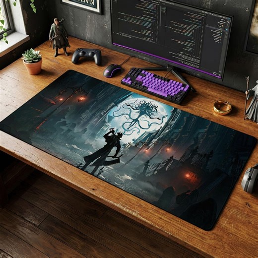 Bloodborne Hunter Desk Mat, Eldritch Horror Mouse Pad, Yharnam Gaming Setup, Soulslike Keyboard Mat - Etsy Canada