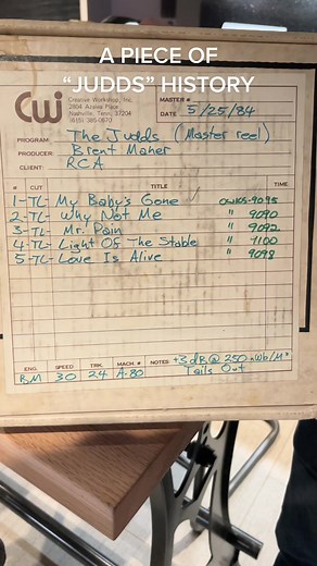 The Judds Original Master Tape Session | Nashville Studio Tour