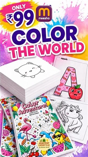 100 Unique Coloring Pages Just ₹99/-😍keep little hands busy & creative #meeshofinds #kidsactivity