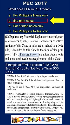 PHILIPPINE ELECTRICAL CODE 2017 - QUESTION AND ANSWERS-3 #shorts