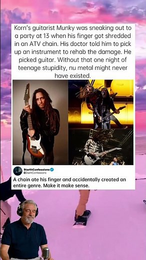 Korn's guitarist lost part of his finger. That accident created nu metal. #Korn #Munky