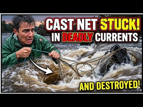 Cast net stuck in Deadly Currents… But I STILL Caught a Fish! #netfishing #fishingfail