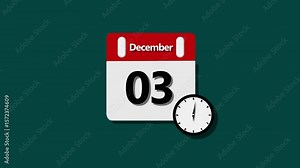 December Calendar calendar simple icon animation date change time month .December calendar autumn icon isolated on black background.