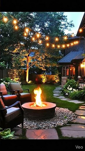 Ultimate Cozy Backyard Garden Transformation 🌿🔥 | Fire Pit, String Lights & Relaxing