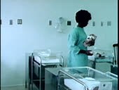 1970s MONTAGE Maternity ward, Los Angeles, California, USA, AUDIO