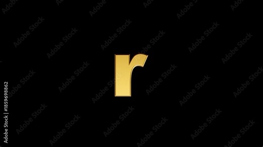 Golden 3D Small English Alphabet Letter r 360 Rotating Loop Animation | Transparent Background. It is ideal for branding, logo animation, titles, intros motion graphics, and creative video projects.