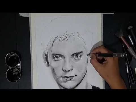 Tobey Maguire Using Charcoal on Vellum
