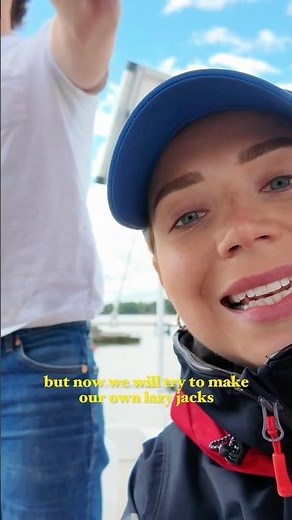 Making our own lazy jacks🙂‍↕️ #sailboat #sailinglife #diy #boatlife