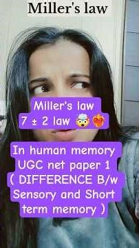 Human memory | Miller's law 7 ± 2 Magic of STM | UGC NET PAPER 1 | Teaching aptitude 🔥