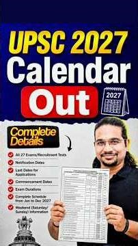 UPSC 2027 Official Calendar Released | ALL Important Dates | Madhukar Kotawe