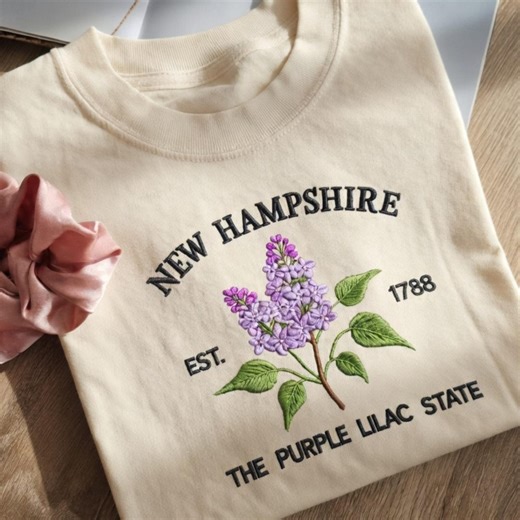 New Hampshire Purple Lilac State Flower T-Shirt Northeast Gift Floral Graphic Tee Botanical Shirt