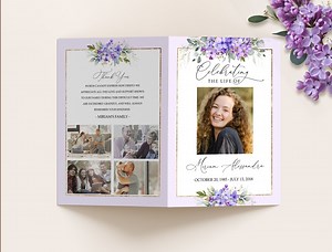 Editable Funeral Program Template, Funeral Memorial, Purple Lilac Order of Service, Celebration of Life Program, Instant Download #F42 - Etsy