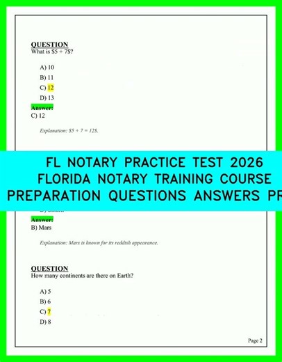 FL NOTARY PRACTICE TEST 2026 FLORIDA NOTARY TRAINING COURSE PREPARATION QUESTIONS ANSWERS PREP vide