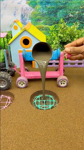😱 Real Working Mini Tractor Making Cement Pillar | Amazing DIY Construction Machine 🚜 #shorts