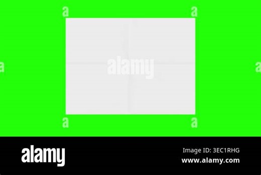 4k Resolution Video: Paper Mockup Concept. Blank White Paper Sheet Unfolds Against Green Screen Chroma Key Background With Alpha Matte Stock Video Footage - Alamy