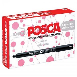 Uni Posca Paint Marker Set, PC-1MR, PC1MR12MET, Set of 12 Markers, Ultra Fine, 0.7mm