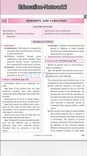 16. Heredity and Variation exercise|| #class 9th