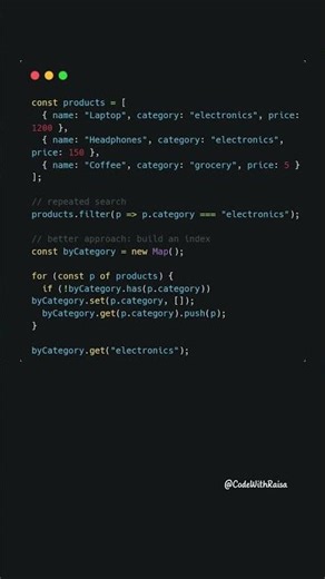 Stop scanning arrays - build an index instead #coding #javascript #shorts