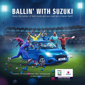 Ready to start Ballin' With Suzuki? A simple (but well-calculated) guess is all you need to stand a chance to drive into the new year with a brand-new Suzuki Swift! 🏏🚗 All you have to do is guess how many balls are in the Suzuki at each of the Betway sa20 Matches and you could be a winner. Competition runs from 26 December 2025 to 19 January 2026! Enter here: https://hubs.li/Q03YKgMj0 Ts & Cs apply. #SuzukiSA #BETWAYSA20 | Suzuki SA