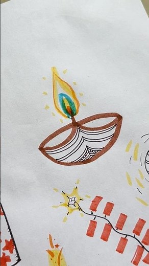 Easy Diya Drawing | Step by Step Diwali Diya Drawing for Beginners