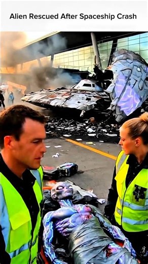 Alien Rescued After Spaceship Crash at Airport – Ambulance Footage #ytshorts #shorts #scifi #fyp