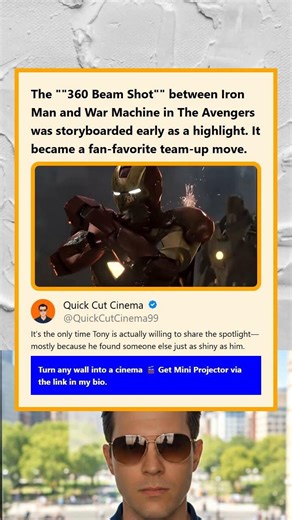 The 360 Beam Shot between Iron Man and War Machine in The Avengers was storyboarded early as a highl