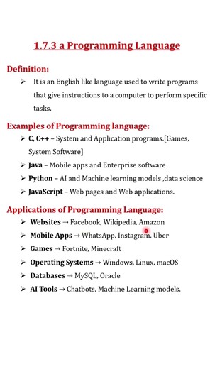 1.7.3 a What is a Programming Language?