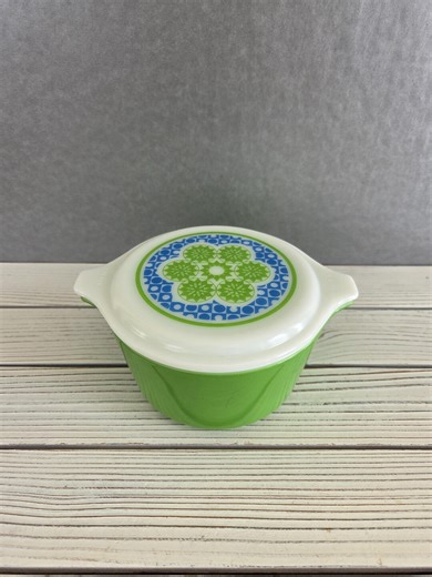 Pyrex Crazy Quilt Casserole Dish Vintage Green Blue Rare Promotional Item - Etsy